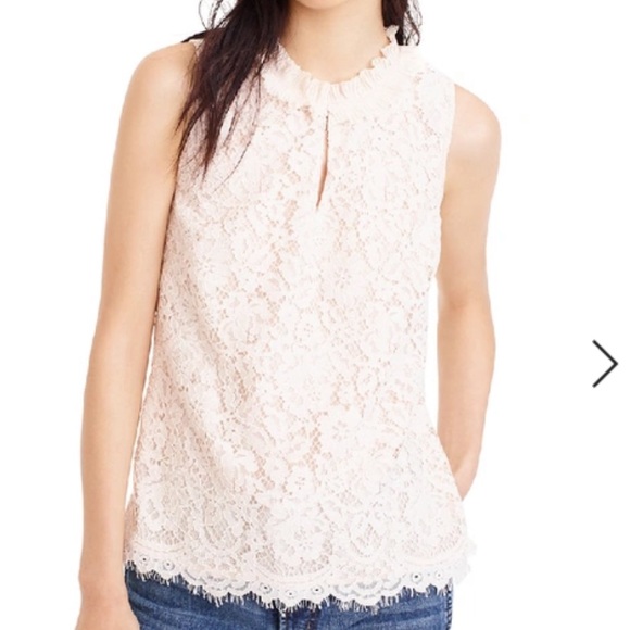 J Crew Lace Ruffle Neck Tank in Dune ❤️ - Picture 1 of 9